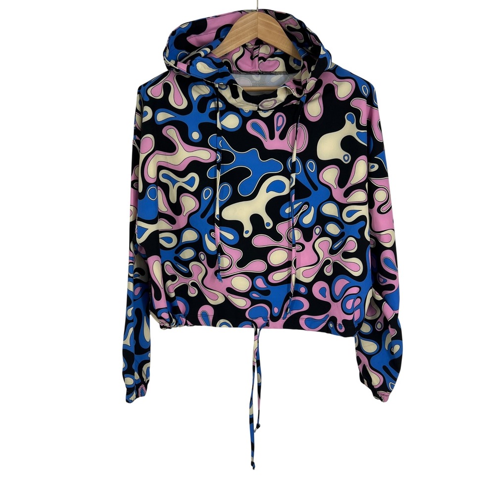 Year of Ours Free People Psychedelic Abstract Print Cropped Hoodie Small NEW